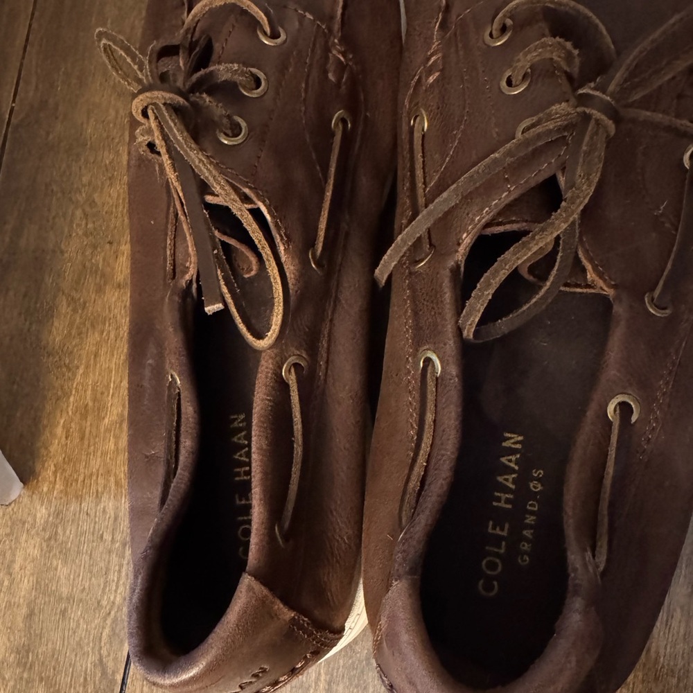 Men's Cole Haan Brown Leather Boat Shoes - Picture 6 of 6